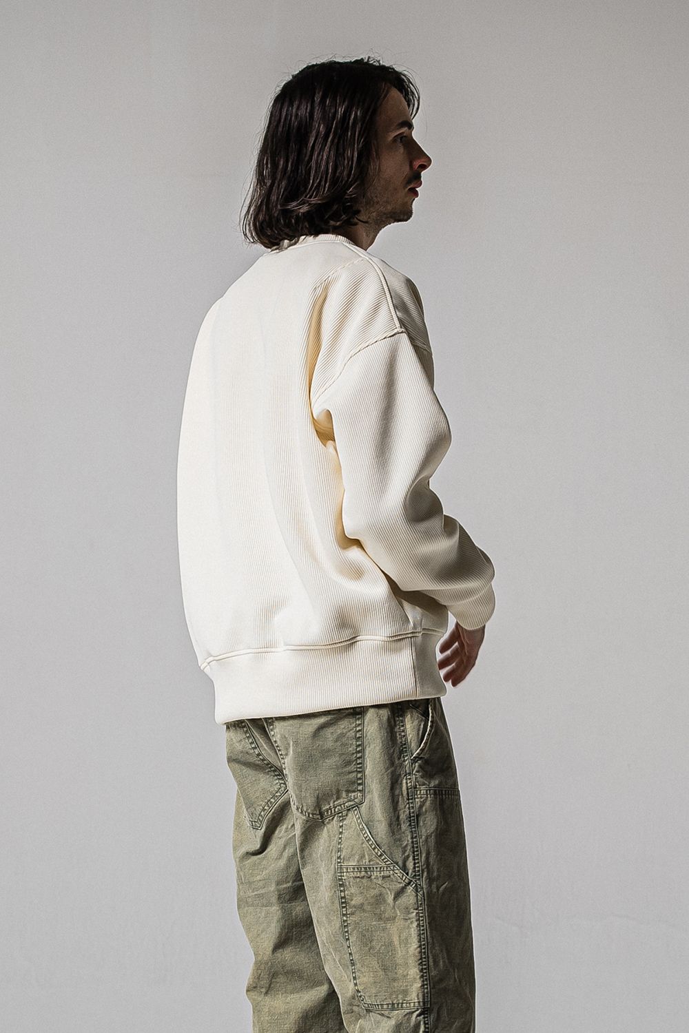 AZE MILITARY DROP TRAINER / 畔編み ミリタリー ドロップ トレーナー