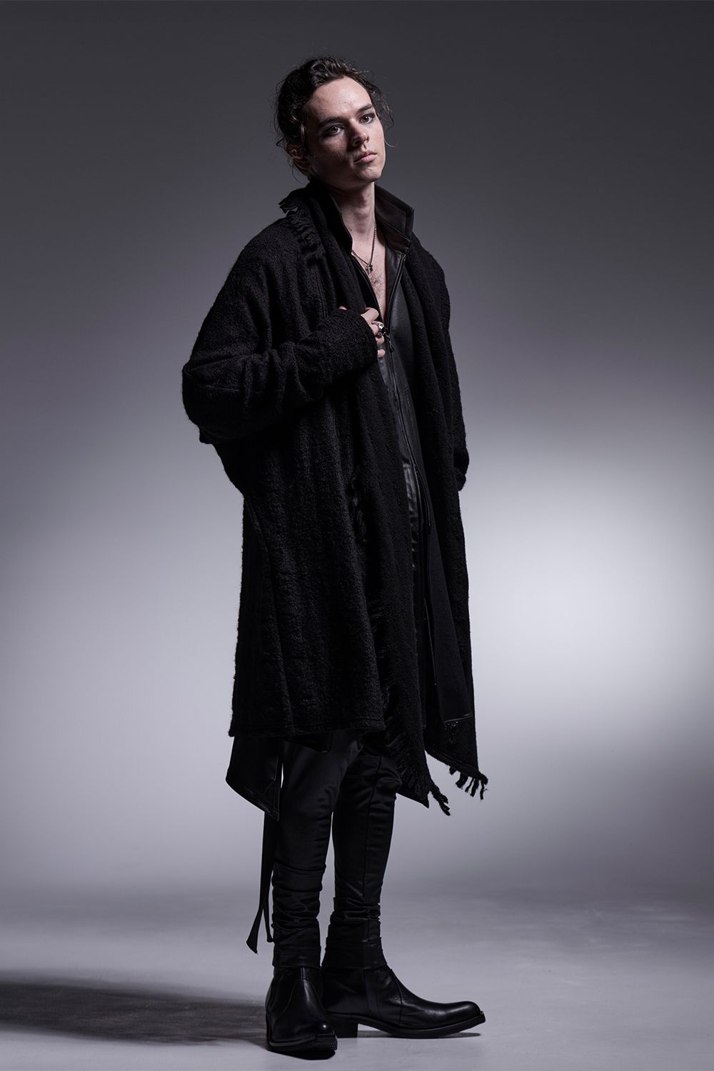 Border Dolman Fringe Cardigan / ボーダー ドルマンフリンジカーディガン