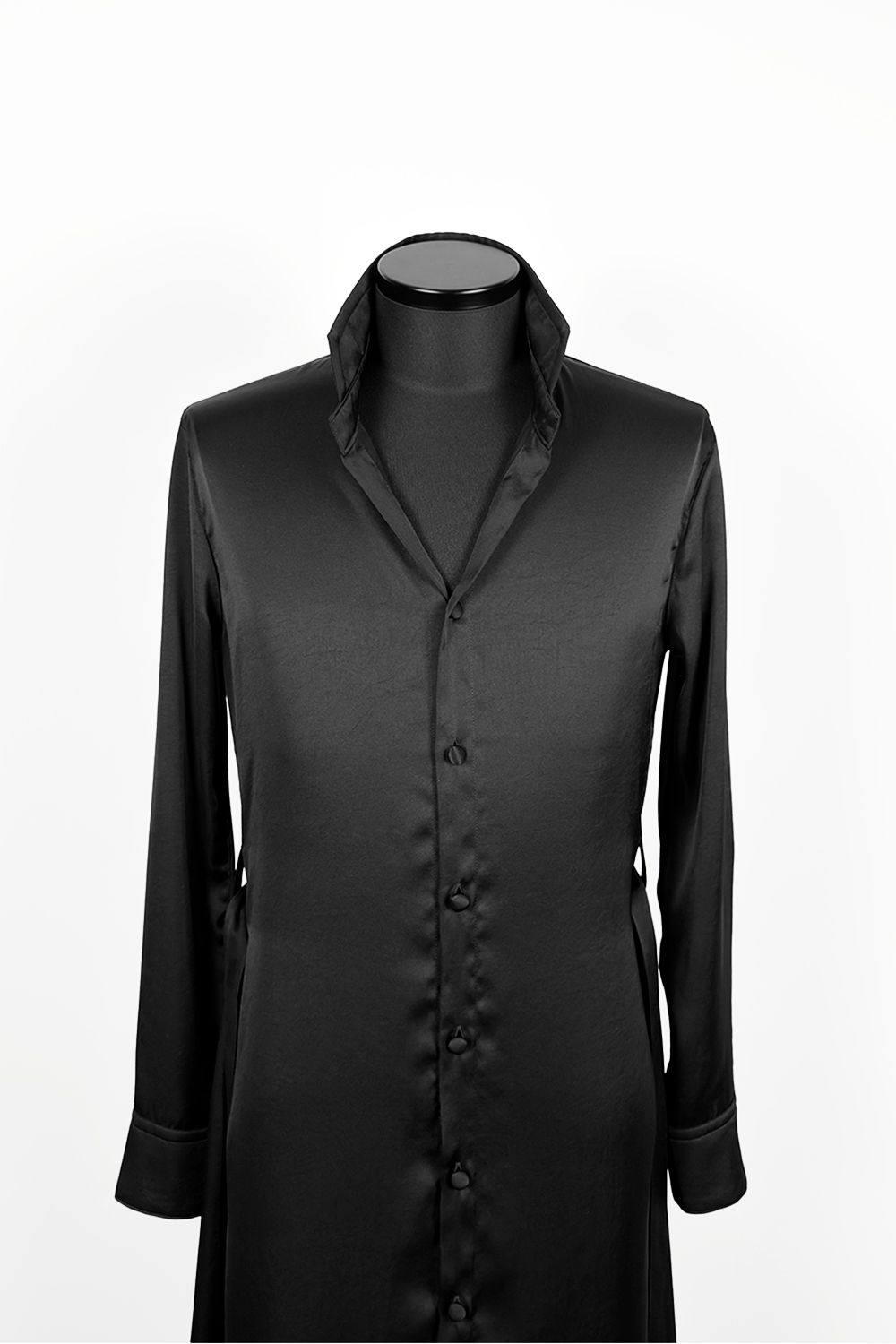 kiryuyrik - Vintage Satin Stand Collar Flare Shirt
