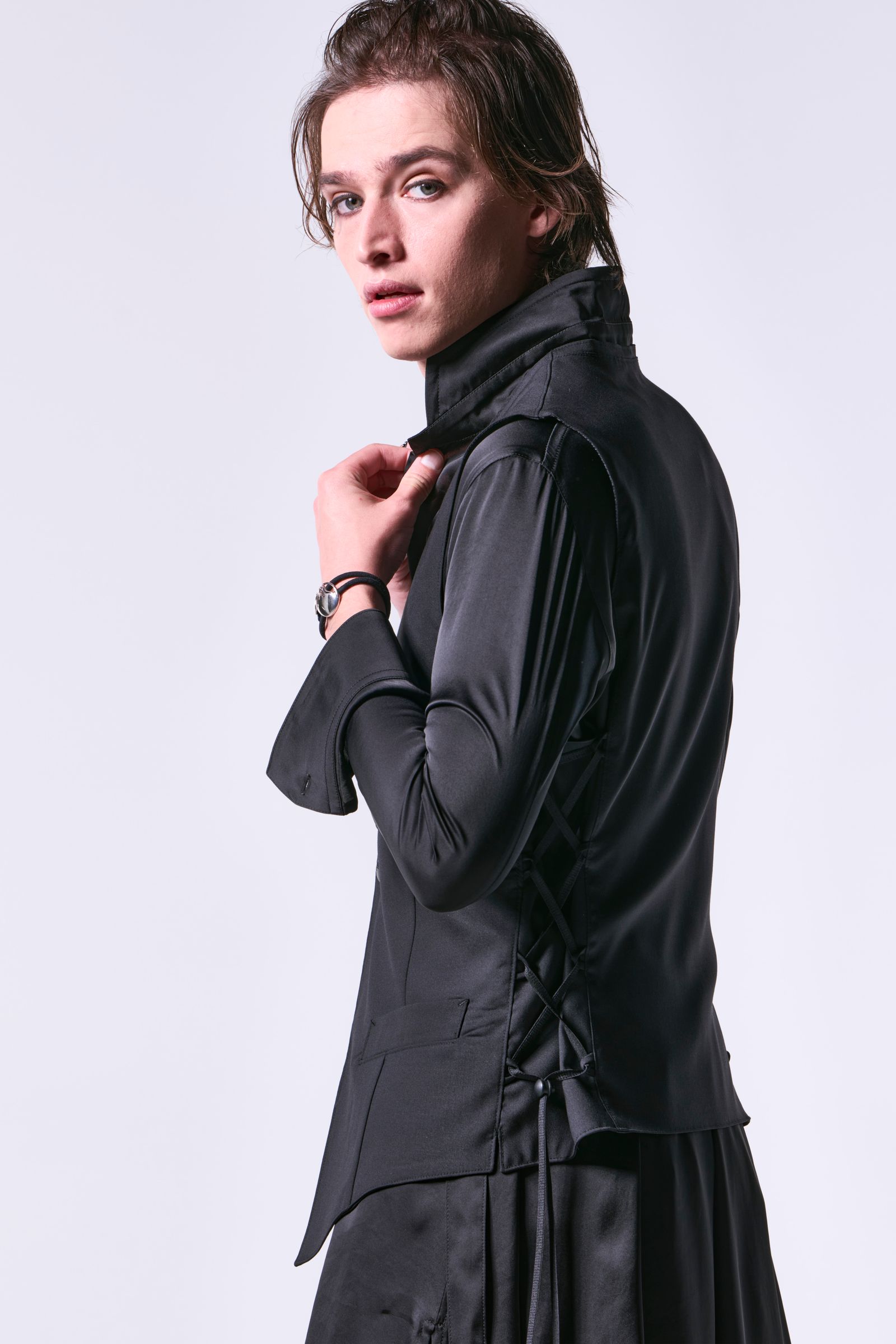 Kiryuyrik/キリュウキリュウ スタンドカラーフレアシャツ kiryuyrik - Vintage Satin Stand Collar Flare Shirt