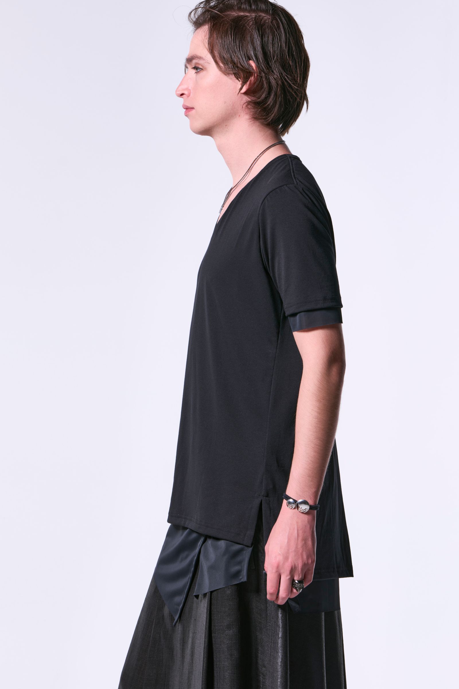 BEA-TENJIKU Slit Hem Layered T-Shirt / ベア天竺 スリットヘムレイヤードTシャツ