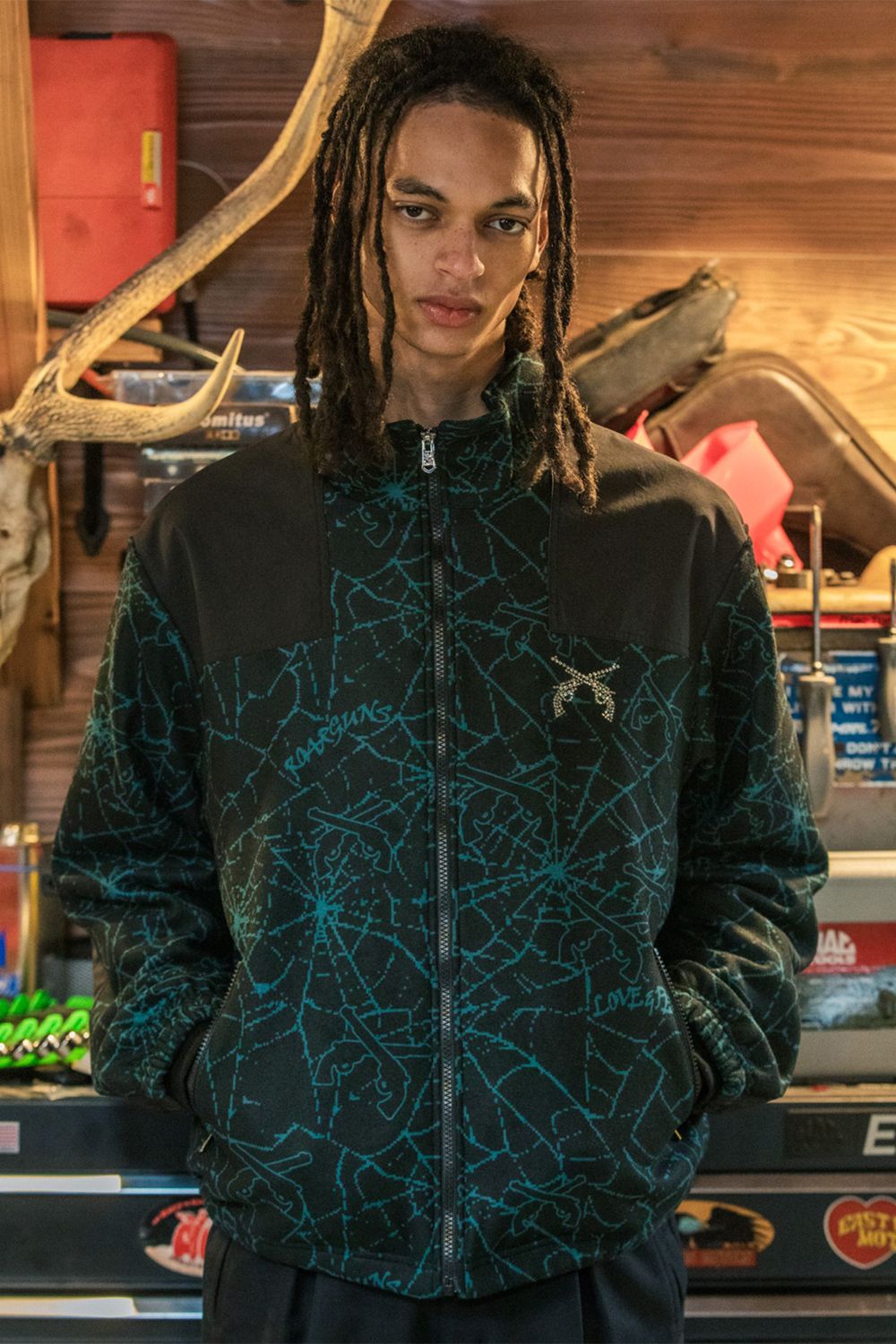 SPIDER PRINT JKT CRY / スパイダー プリント ジャケット / クリスタルクロスガン