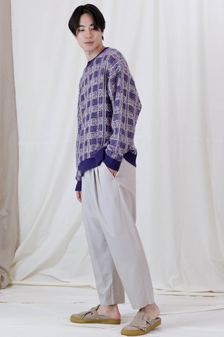 Iroquoisの春のニットスタイル、7G TUCK-KNITTING CHECK KNIT