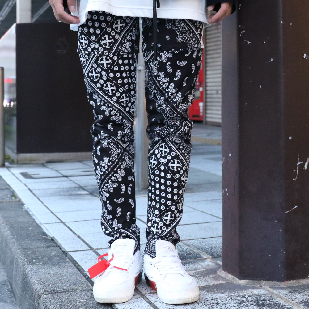 RESOUND CLOTHING、SLASH LINE PT(BANDANA WHITE&BLACK) | laid-back