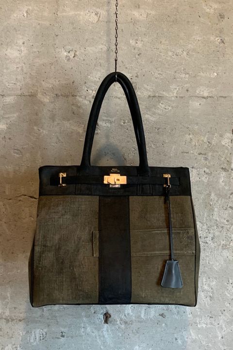 TOTE(L) BLACK × KAHKI - REMAKEVINTAGE