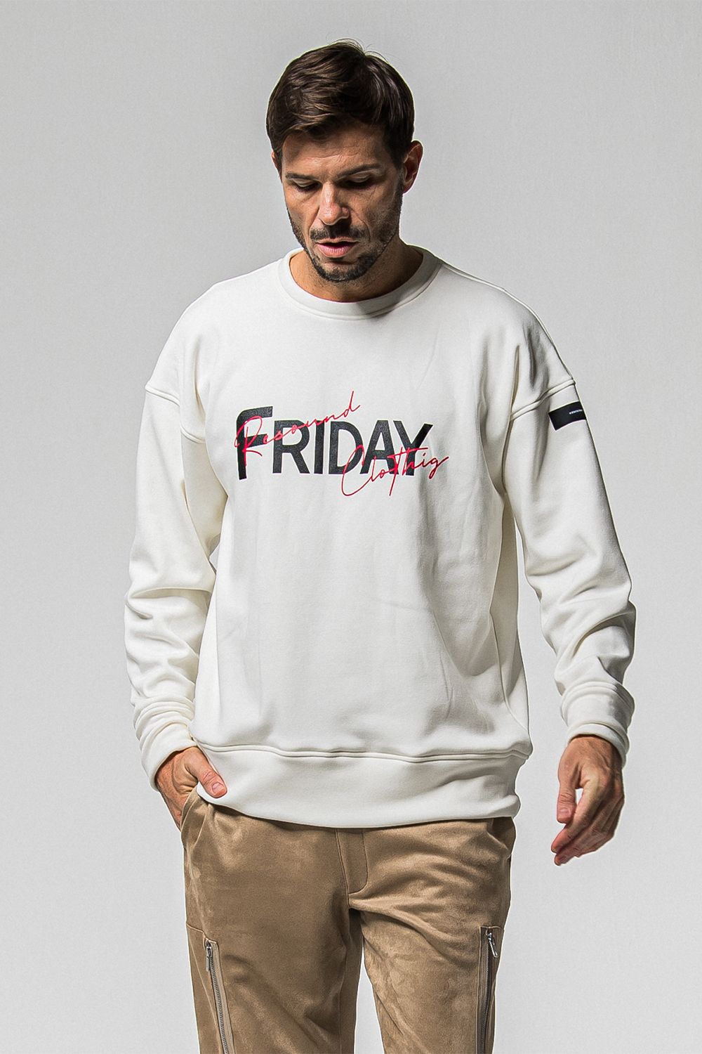 FRIDAY OLD LOGO VELOURS FLEECE TRINER / FRIDAYコラボ オールドロゴ 裏ベロアフリーストレーナー