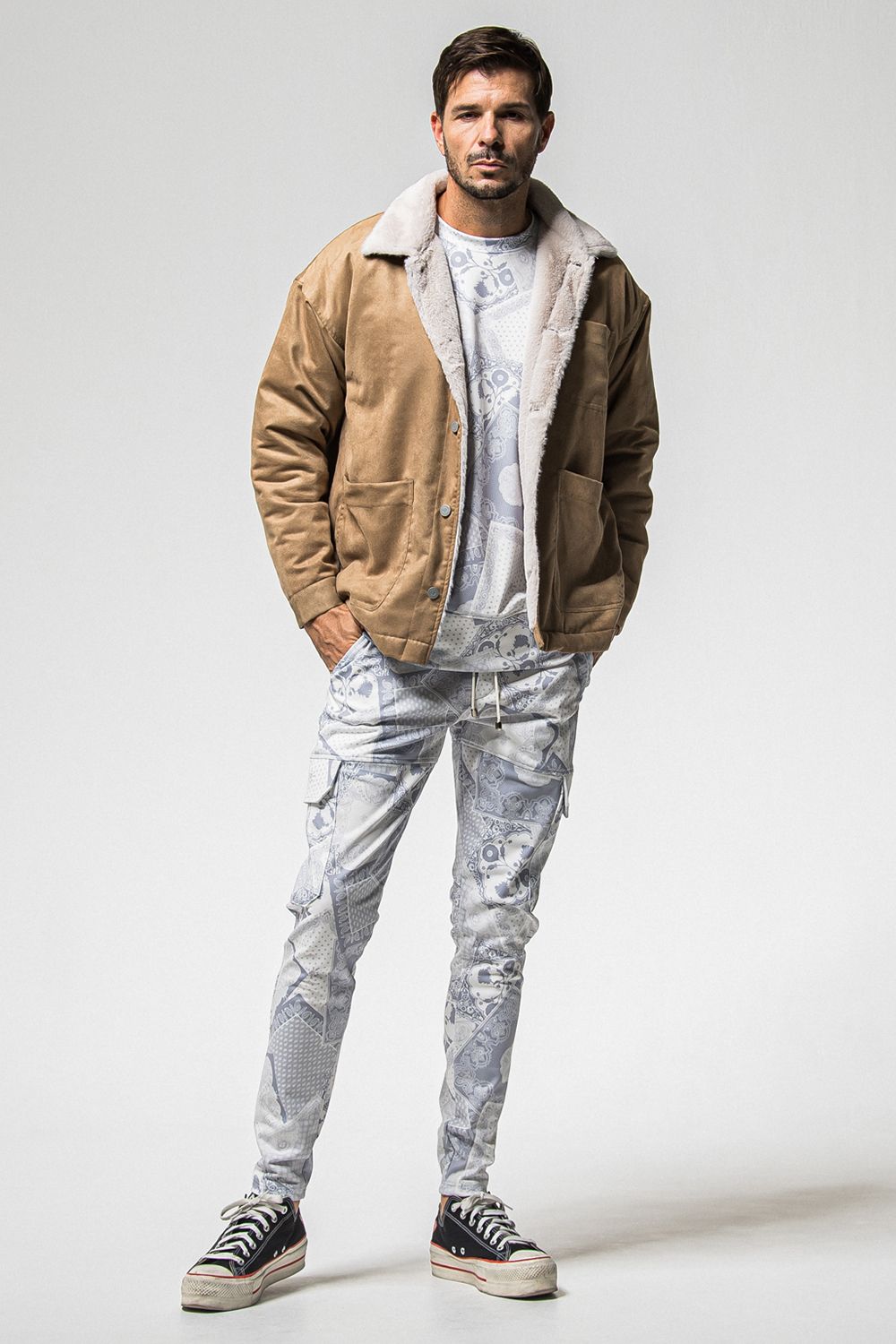 PAISLEY BACK FLEECE DROP TRAINER / 裏起毛 ペイズリー柄 ルーズトレーナー