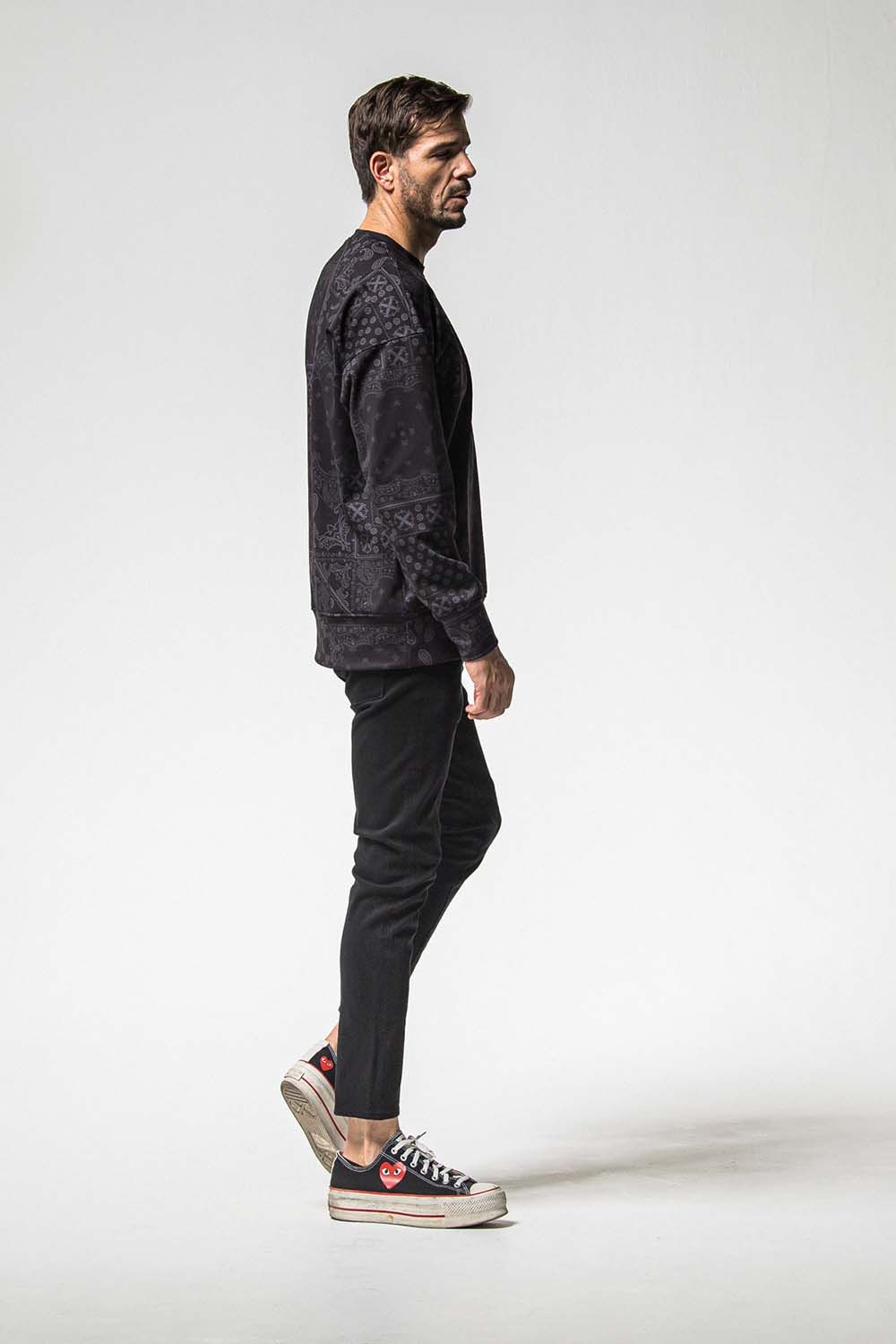 PAISLEY BACK FLEECE DROP TRINER / ペイズリー バック フリース ドロップ トレーナー
