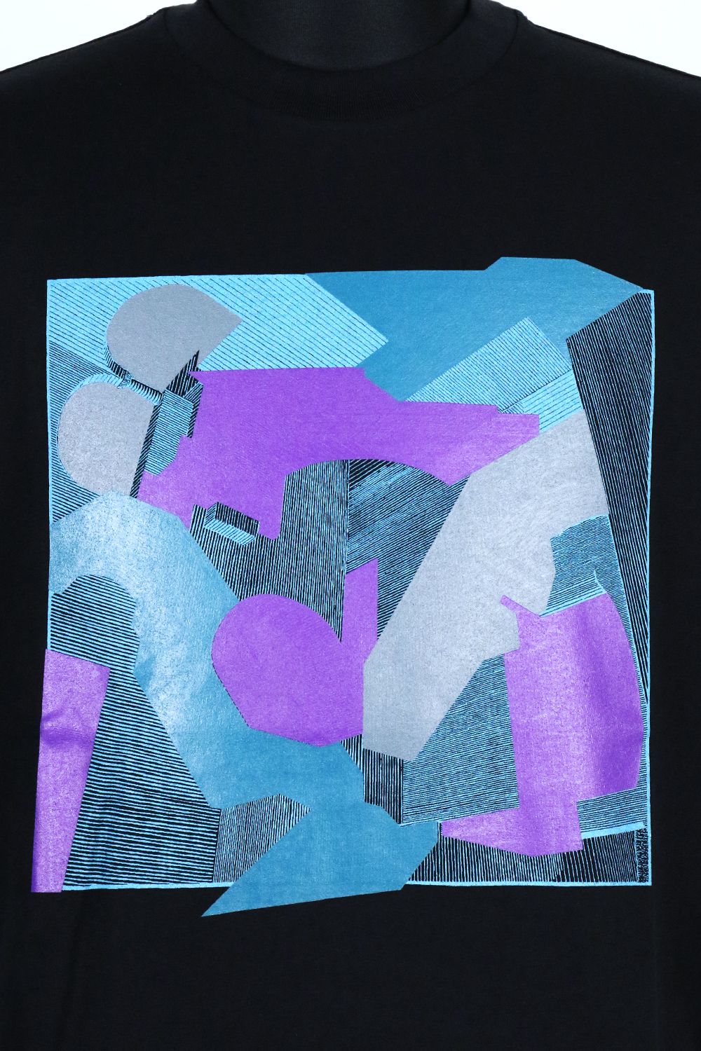 40/2 ORGANIC COTTON KNIT CREW NECK PRINT TEE "FINE LINES" / オーガニックコットン26G天竺 クルーネック プリントTシャツ