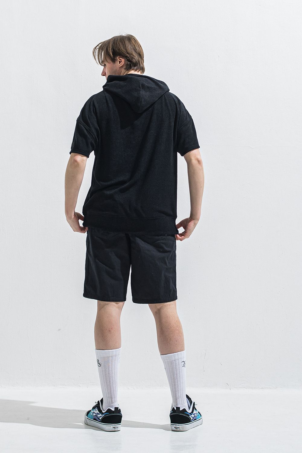 PILE HALF HOODIE / オーバーサイズ ハーフスリーブ パイル フーディー