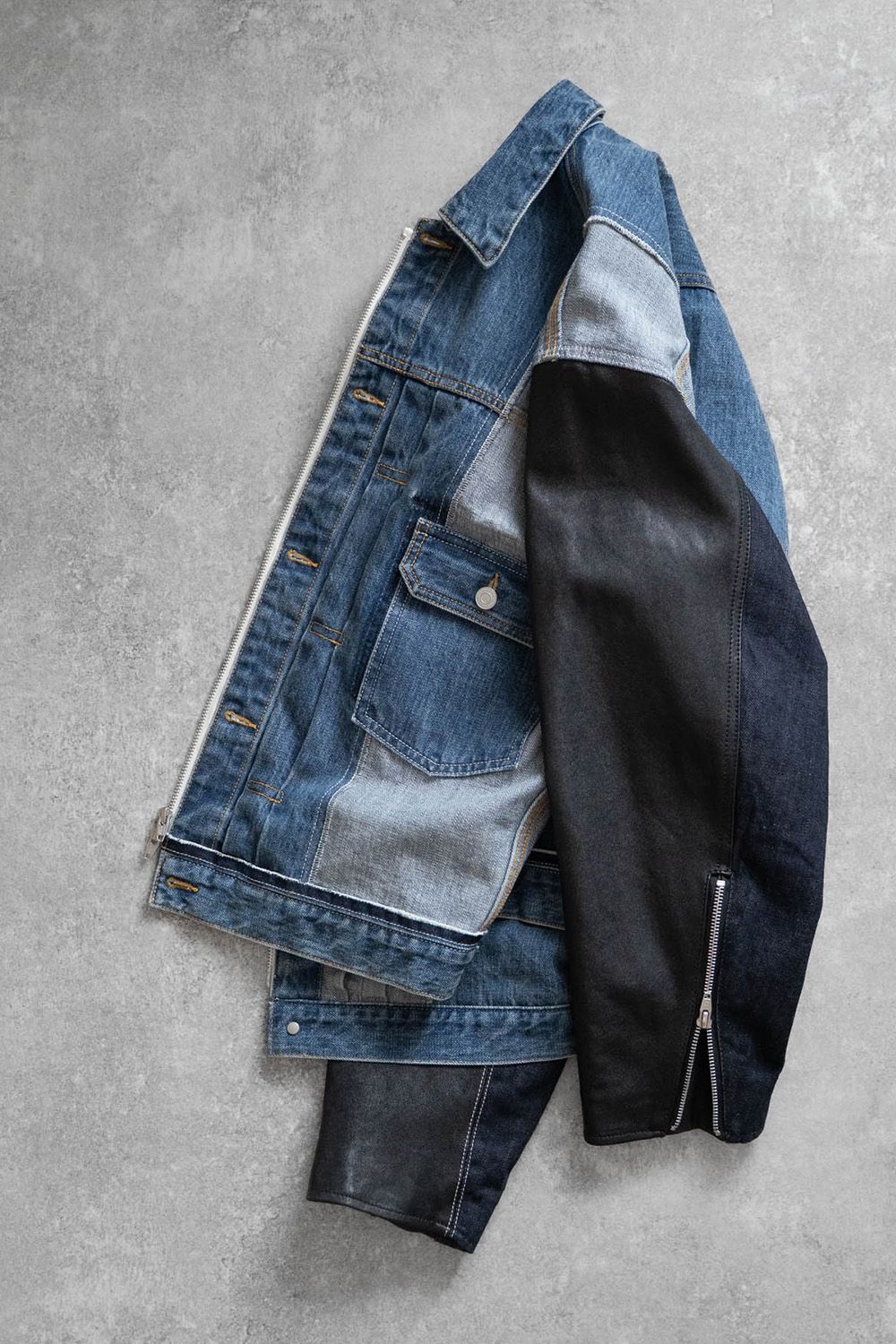 CENTER SEAM JKT×LEATHER / センターシーム デニムジャケット レザー
