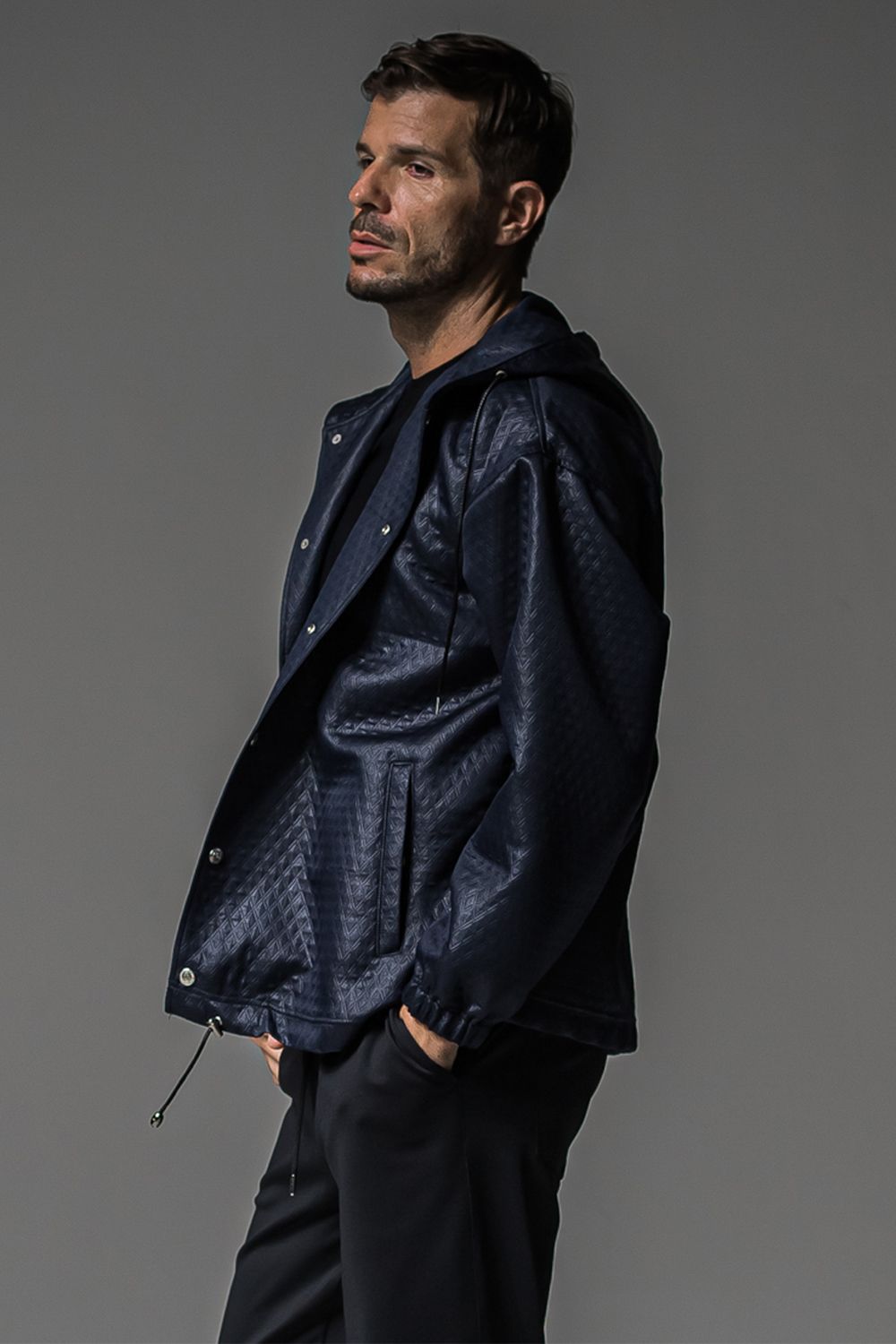 QUILTING COACH HOODIE / キルティング コーチジャケットパーカー