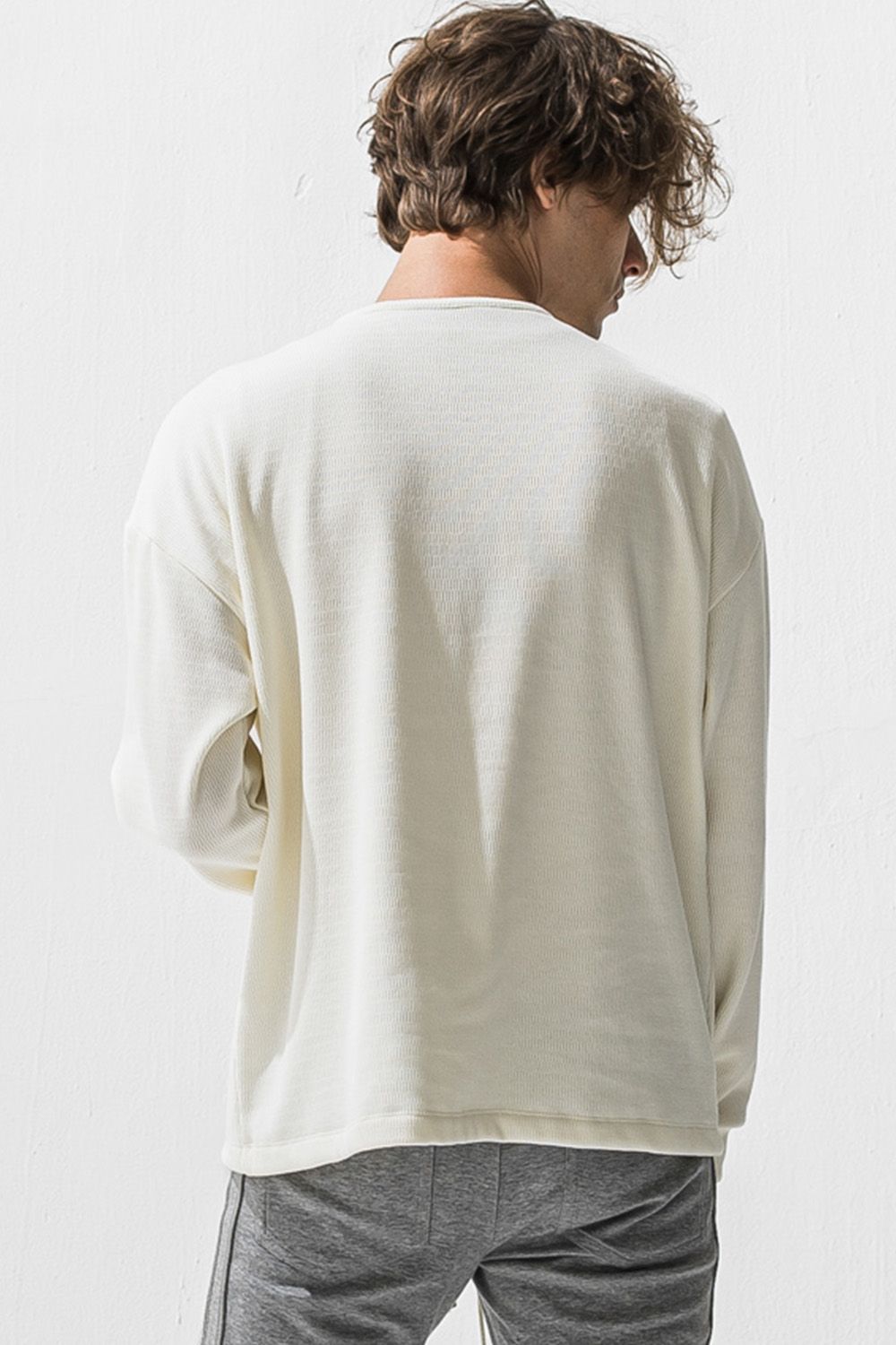 OVER  HENRY VELOURS FLEECE THERMAL / 裏起毛 ベロア フリース サーマル ヘンリーネック オーバーサイズ