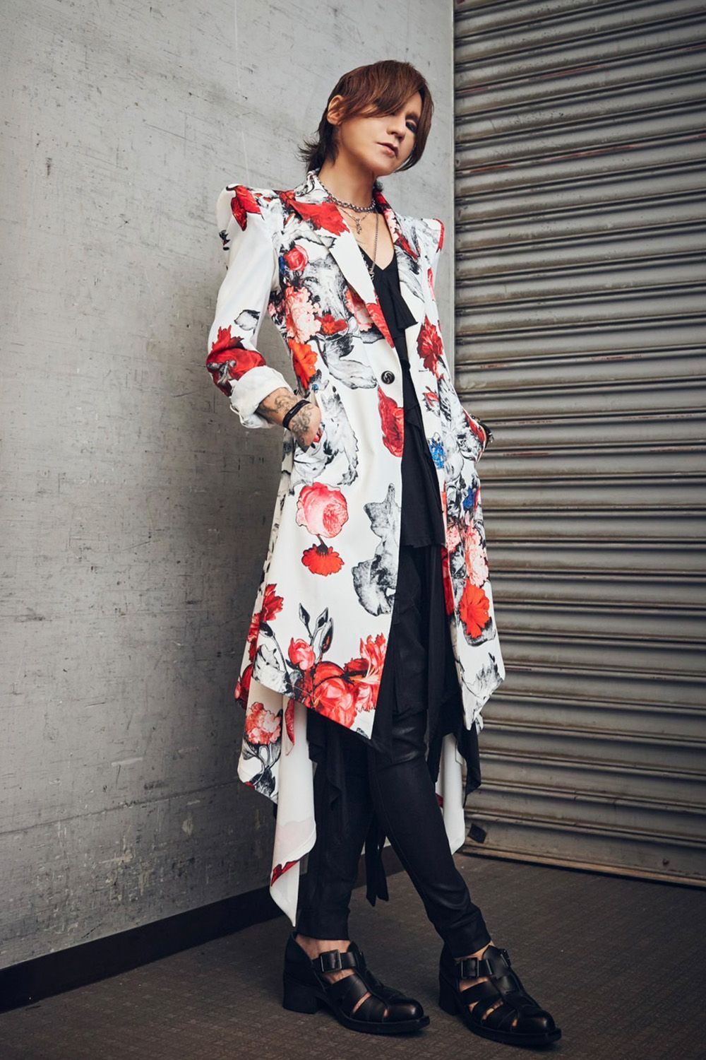 【COSTUME LINE】THE ONENESS-FLORA Power Shoulder Flare Jacket / SUGIZO コスチュームライン パワーショルダー フレア ジャケット