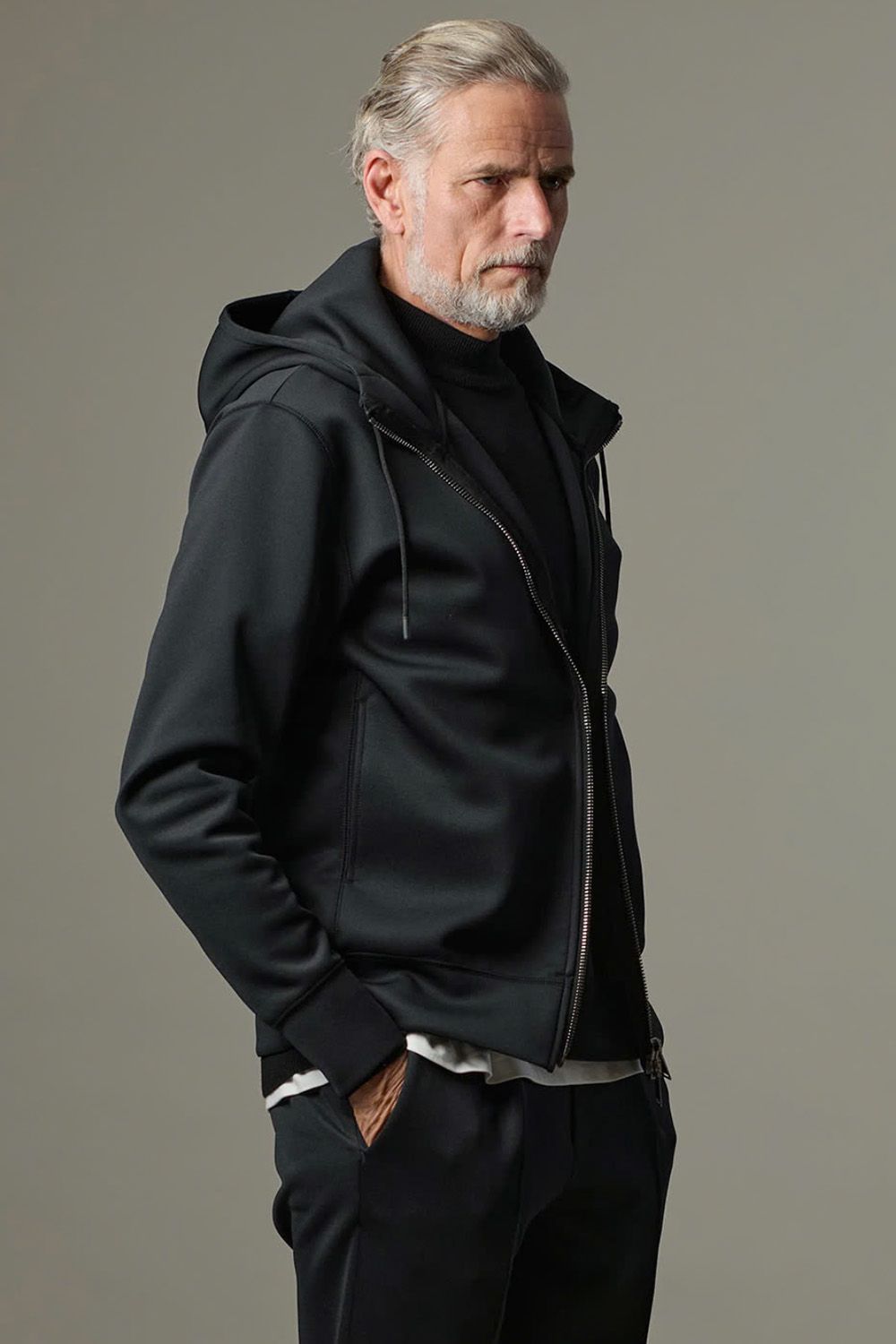 HIGH NECK ZIP HOODIE / ハイネック ジップ フーディー