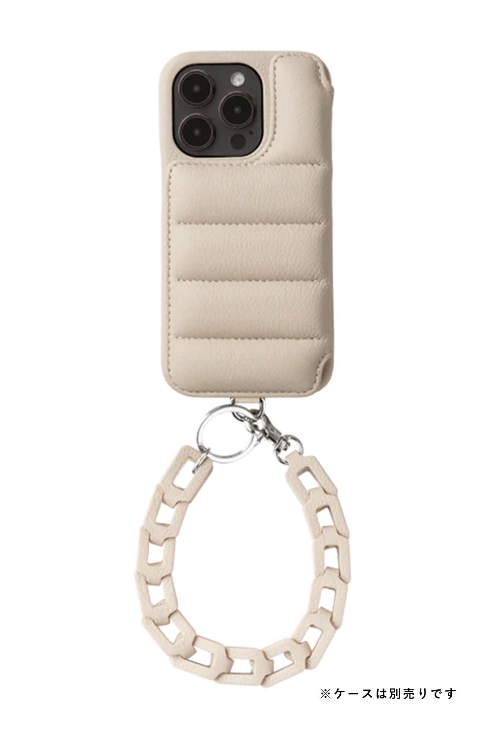 Hand STRAP Rectangle  / レクタングルチェーン レザーハンドストラップ｜ベージュ