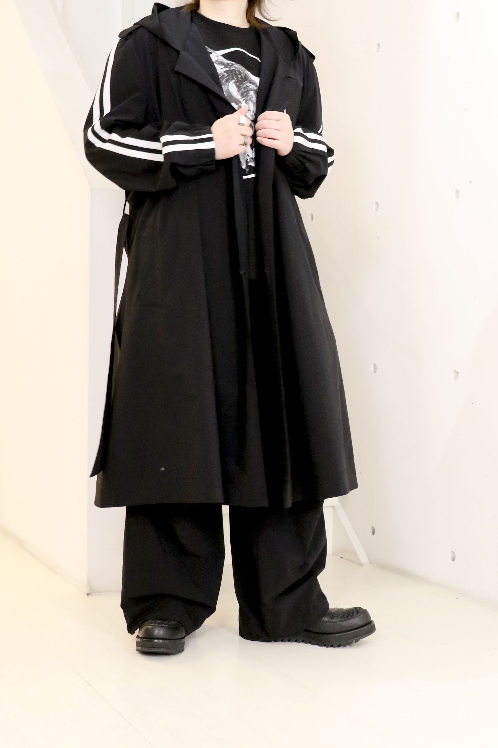 Sustainable Tuffeta Line Big Silhouette Hoodie / ライン ビッグシルエット フーディー