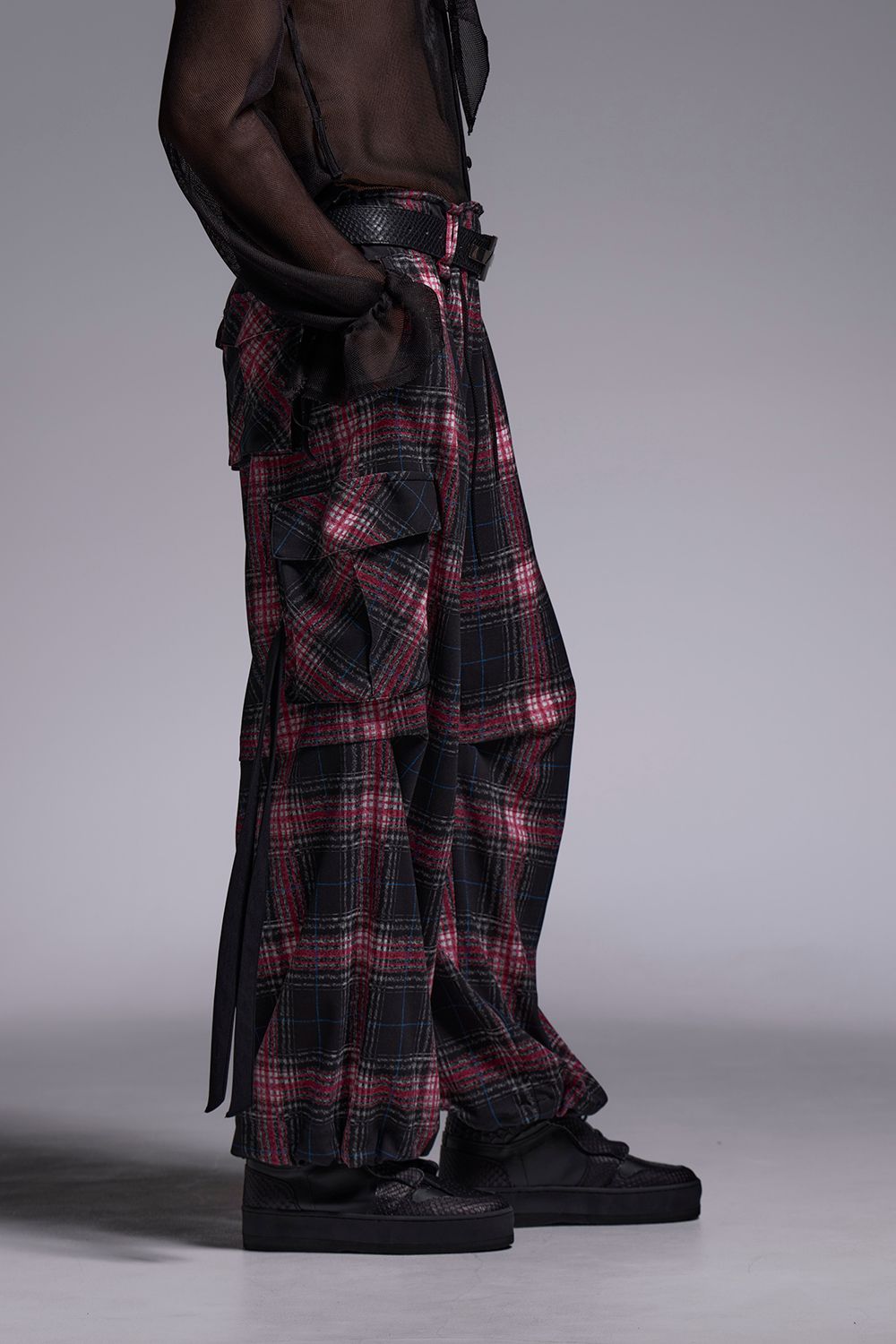 Pink Check Twill Cargo Pants / ピンクチェックツイル カーゴパンツ