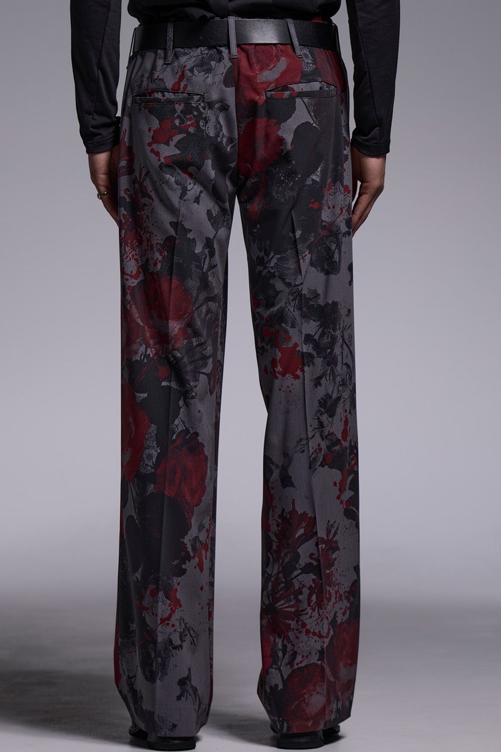 Gray Flora Gabardine Wide Slacks / グレー フローラ ギャバジン ワイドスラックス