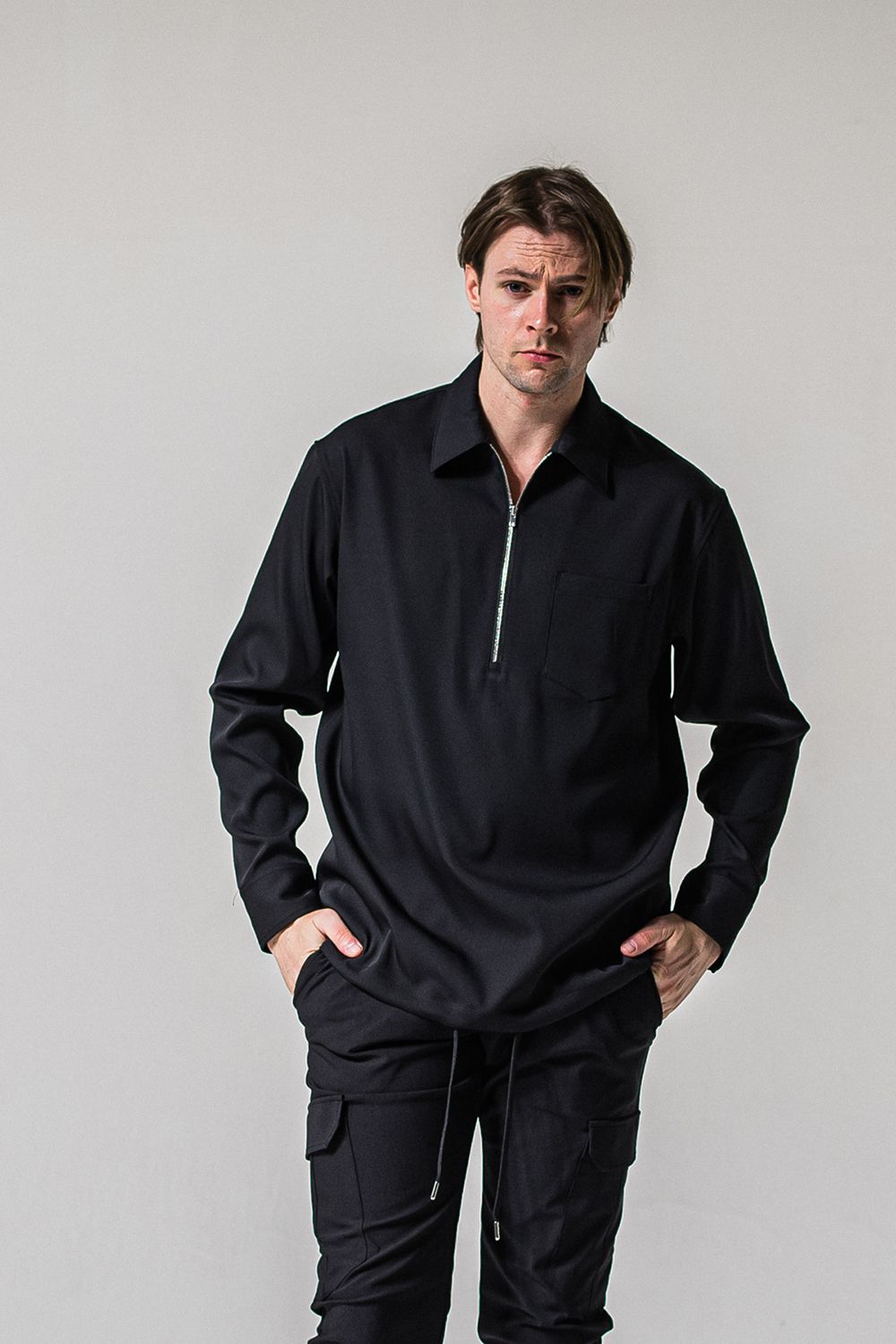 PULLOVER SATIN SHIRT / プルオーバー サテン シャツ