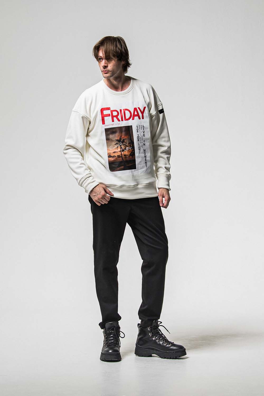 FRIDAY OLD COVER VELOURS FLEECE TRAINER / フライデー オールドカバー ベロア フリース トレーナー