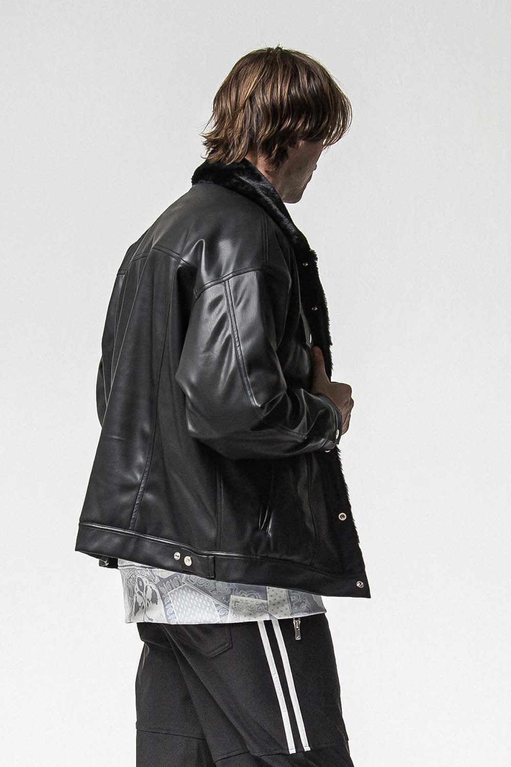 LEATHER FUR OVER G  / レザー ファー オーバー Gジャン