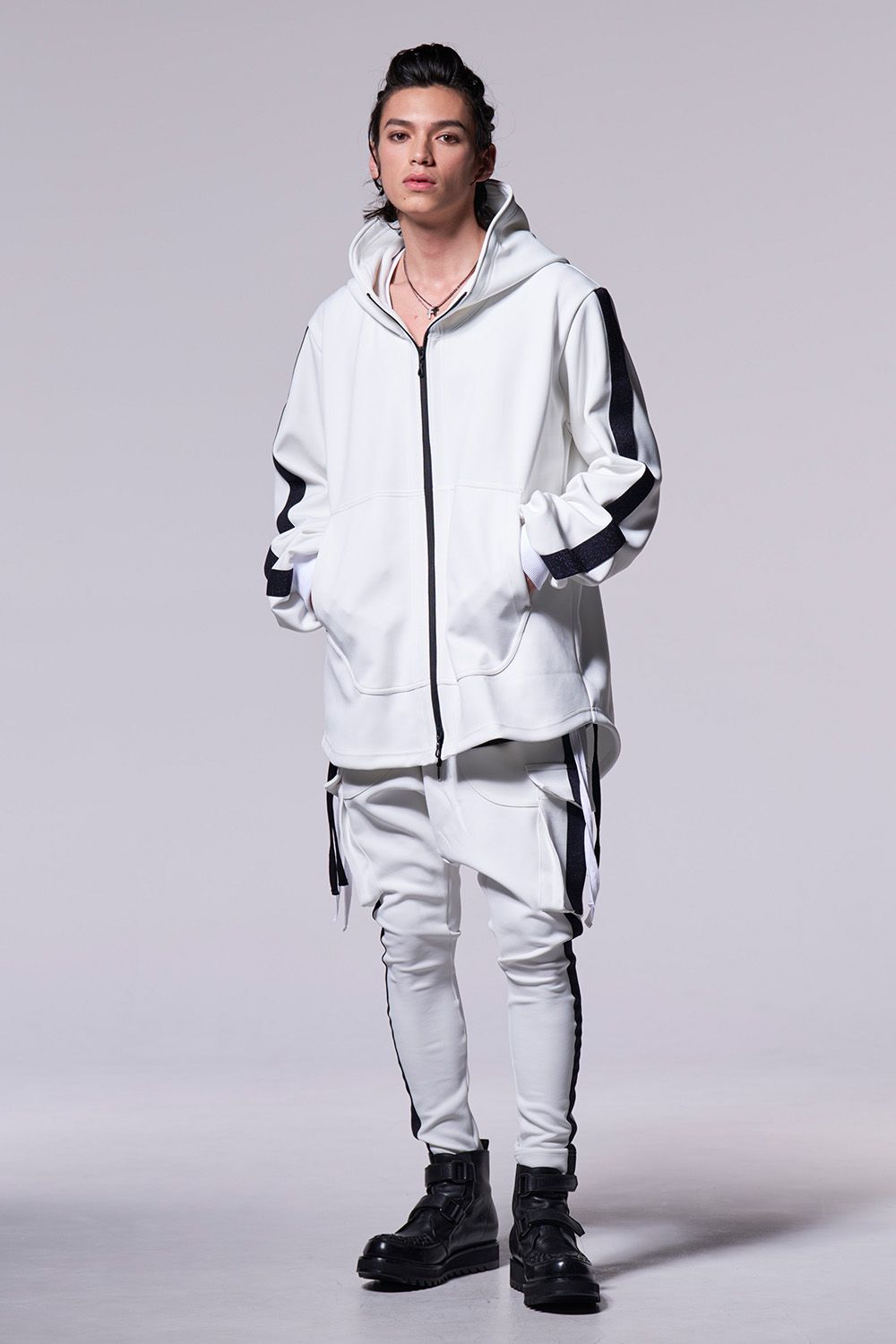 Knit Jersey Line Hoodie / ニット ジャージ ライン フーディー