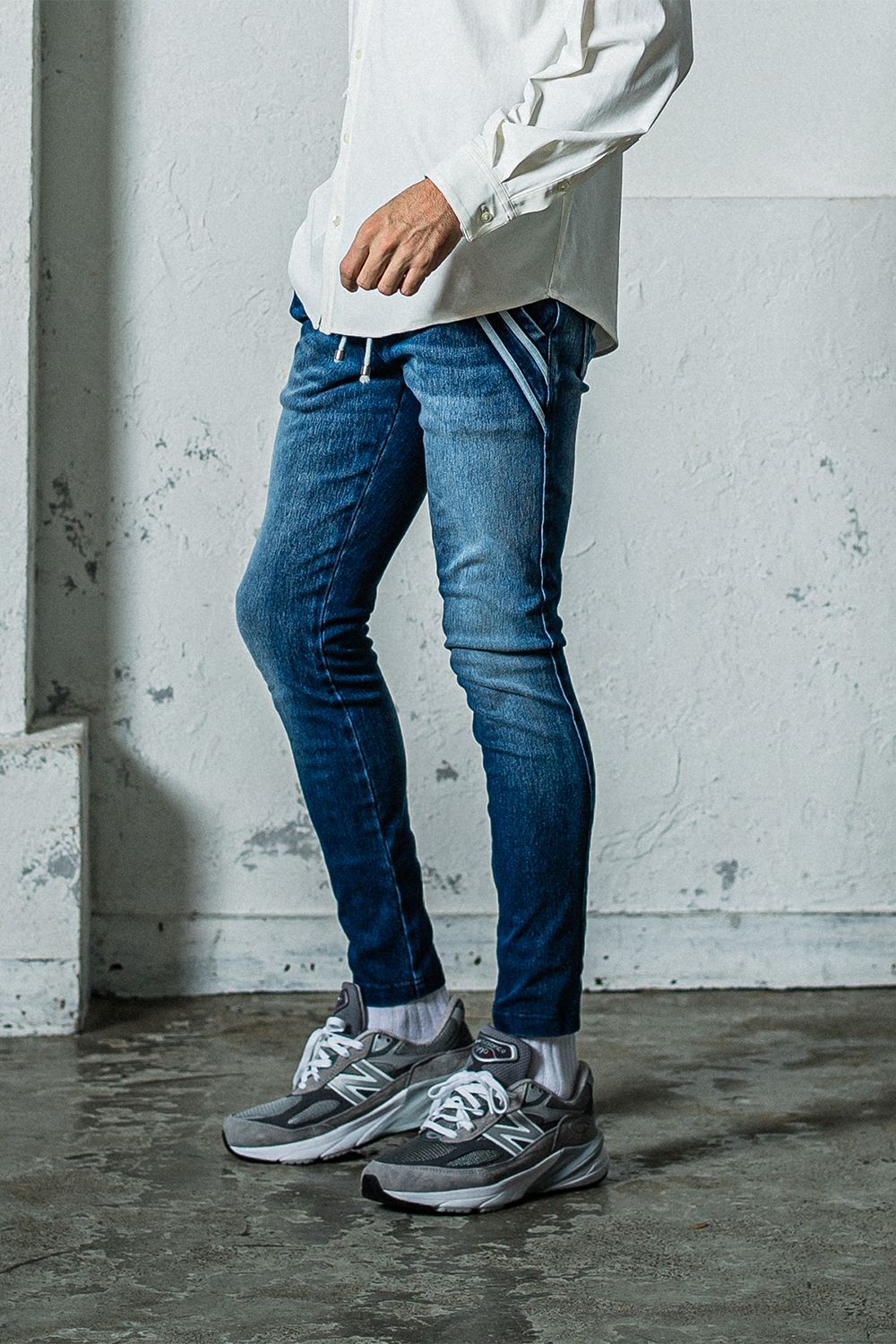 EX DENIM JERSEY EDGE PT / デニム ジャージ エッジ ラインパンツ