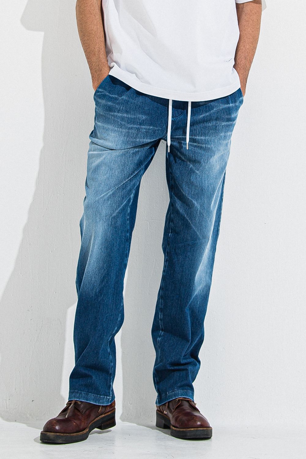 DENIM JERSEY WIDE PT / デニム ジャージ ワイド パンツ
