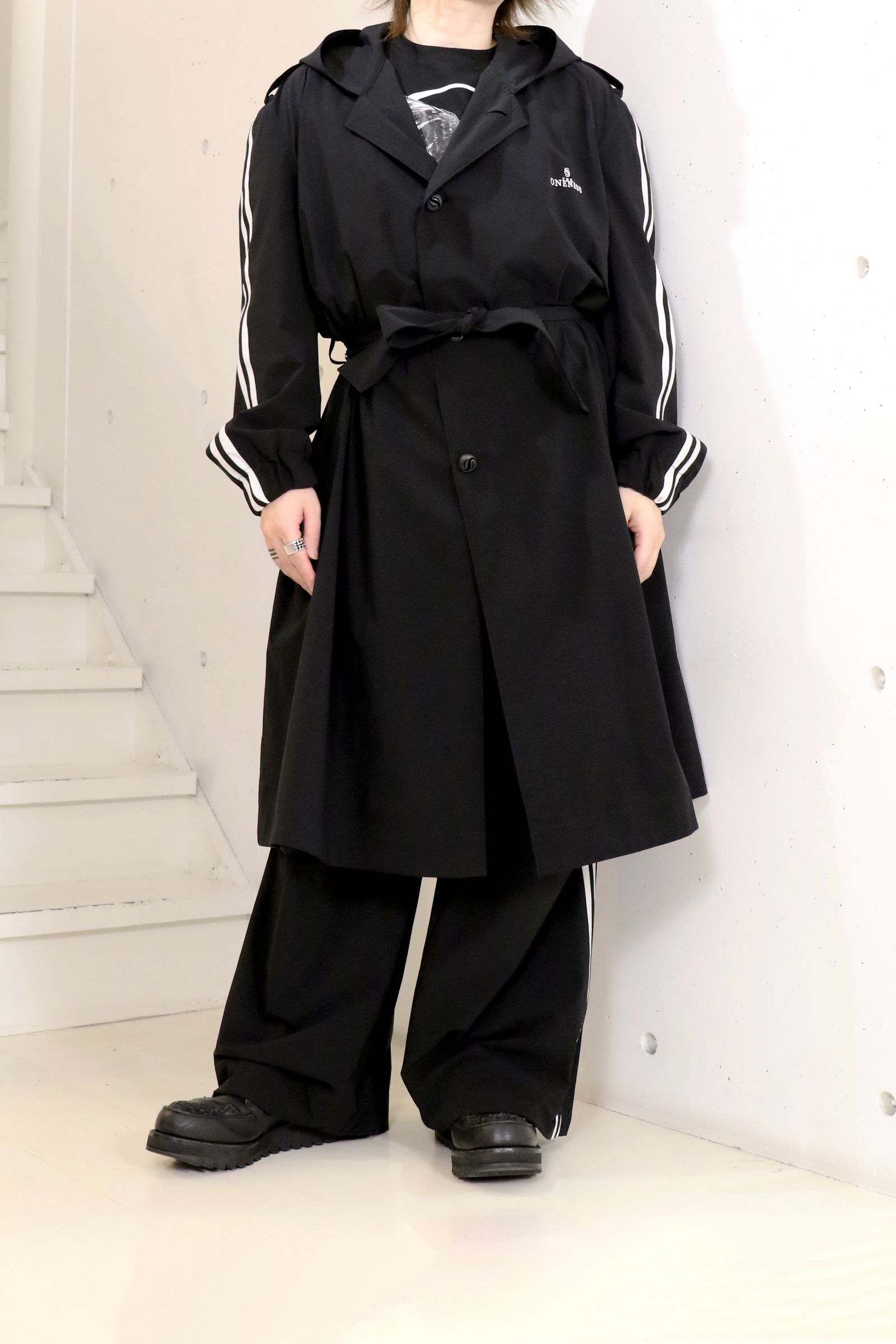 Sustainable Tuffeta Line Big Silhouette Hoodie / ライン ビッグシルエット フーディー