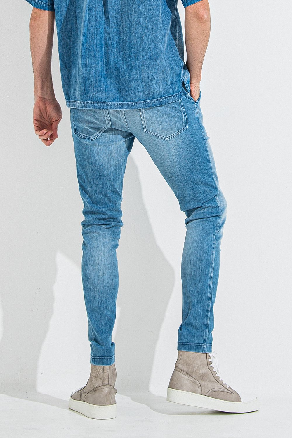 DENIM JERSEY CHRIS EASY TUCK PT / デニム ジャージ クリス イージー タック パンツ