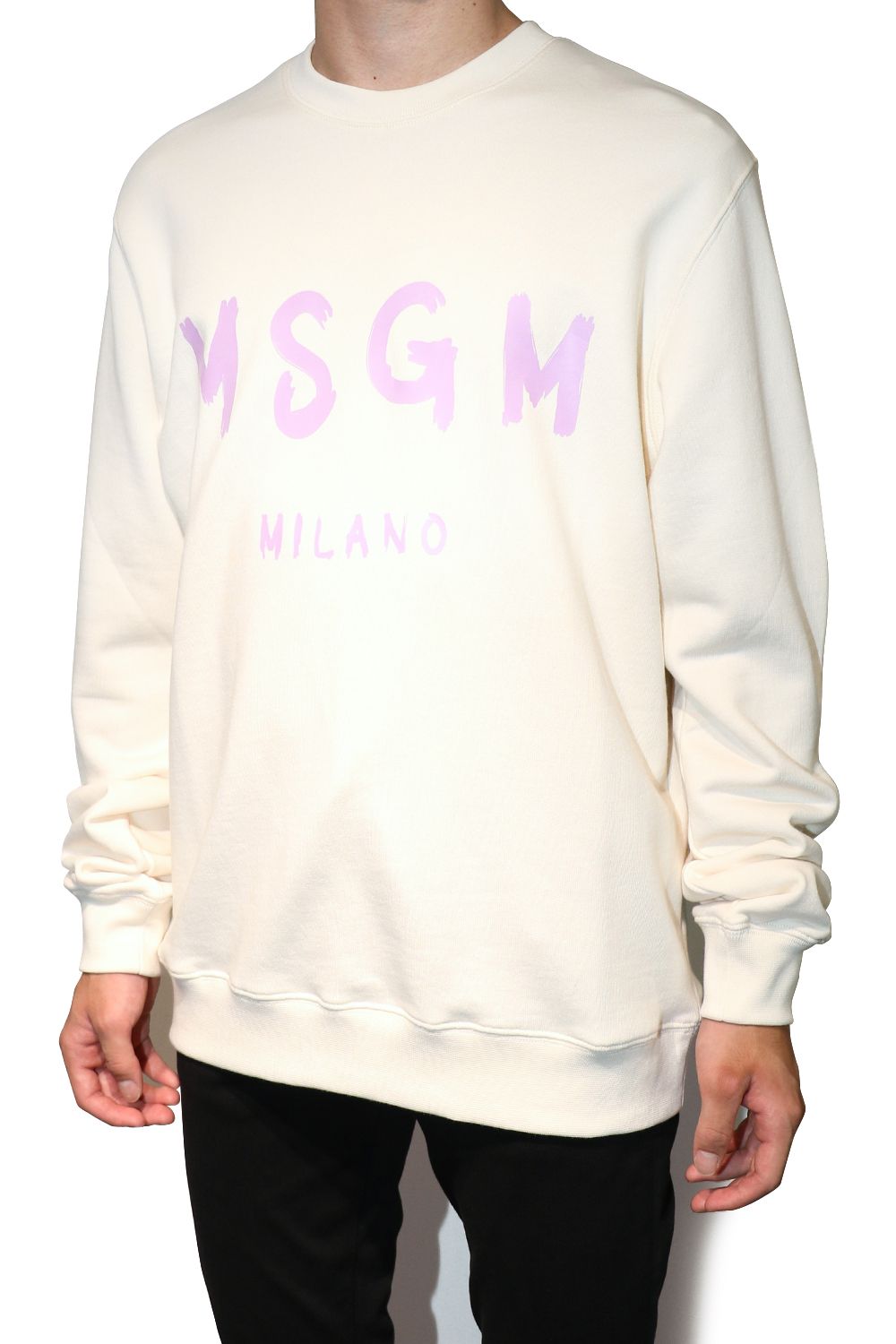 MSGM - CREW NECK SWEATSHIRT With BRUSHSTROKE LOGO | laid-back