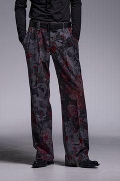 Gray Flora Gabardine Wide Slacks / グレーフローラギャバジン ワイドスラックス