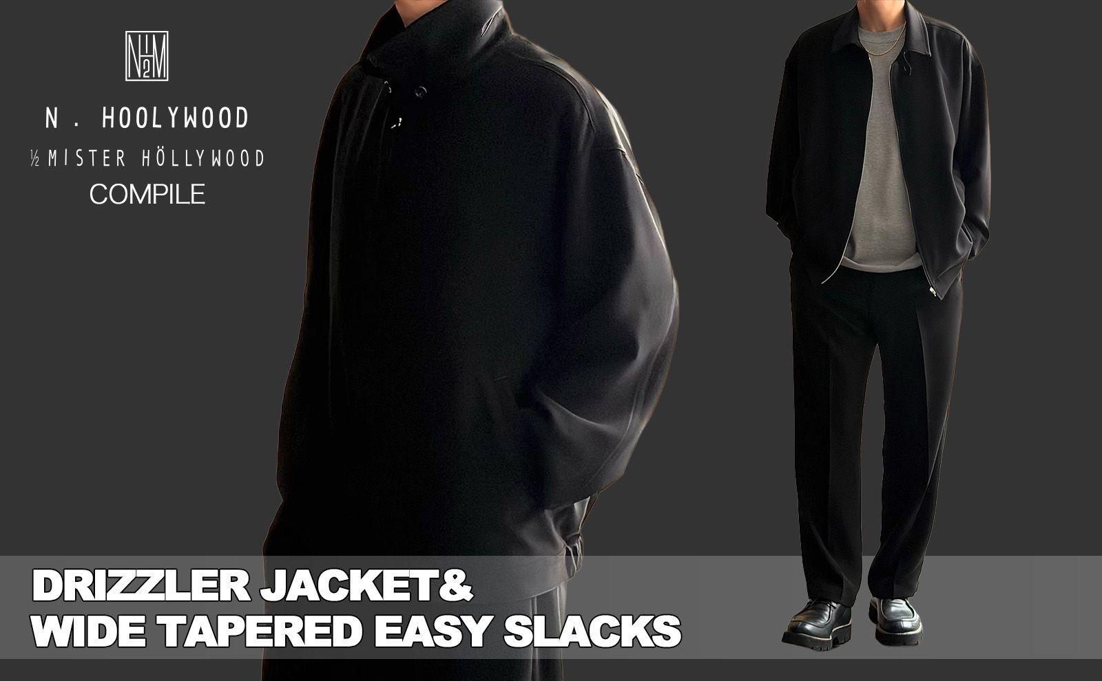 N.HOOLYWOOD COMPILE DRIZZLER JACKET&WIDE TAPERED EASY SLACKS
