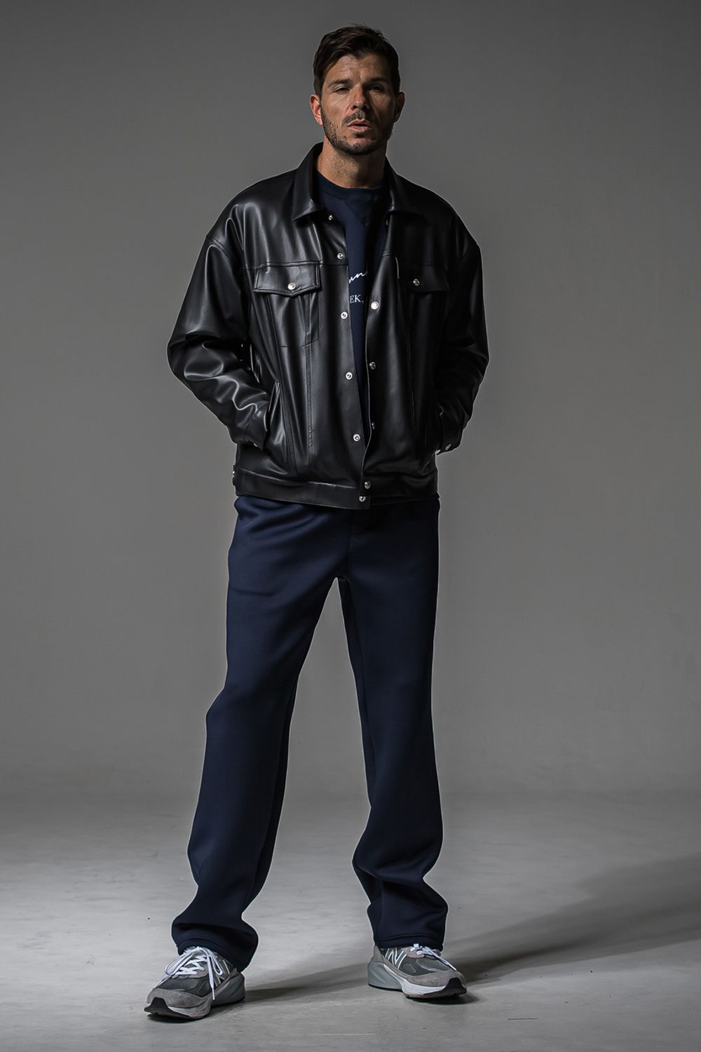 LEATHER OVER 3RD G / オーバーサイズ エコレザーGジャン