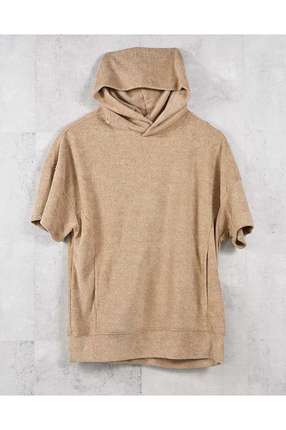 PILE HALF HOODIE / オーバーサイズ ハーフスリーブ パイル フーディー