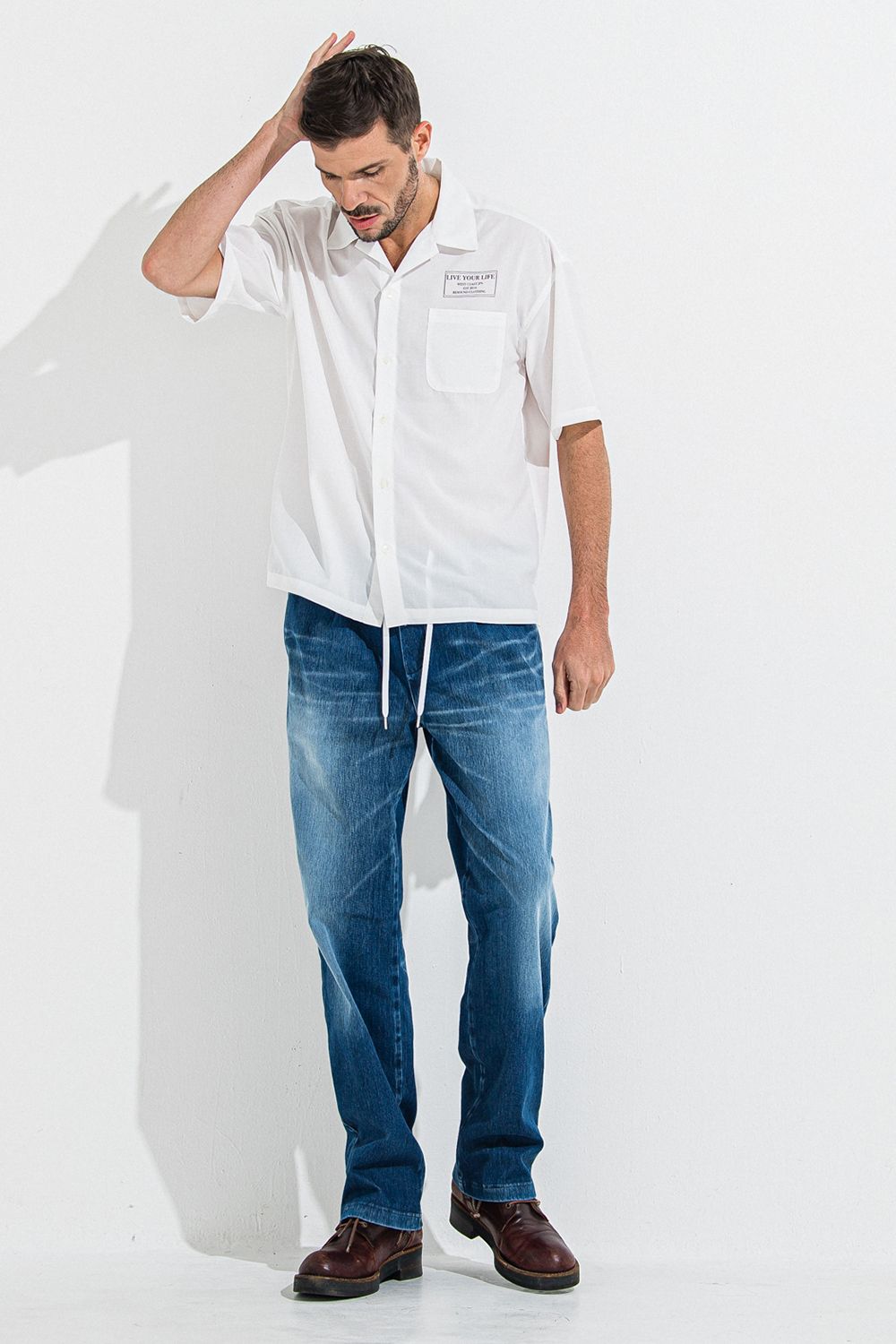 DENIM JERSEY WIDE PT / デニム ジャージ ワイド パンツ