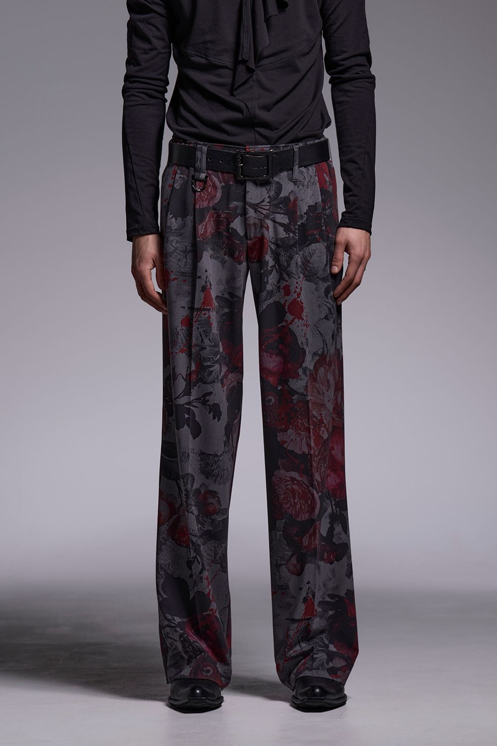 Gray Flora Gabardine Wide Slacks / グレーフローラギャバジン ワイドスラックス