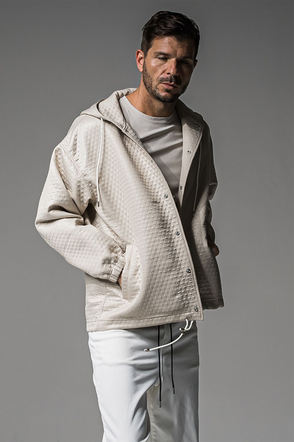 QUILTING COACH HOODIE / キルティング コーチジャケットパーカー