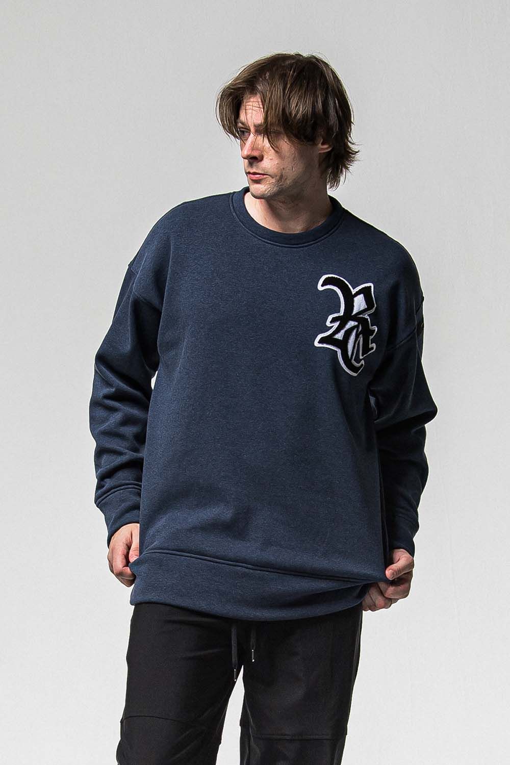 RC CHENILLE VELOURS FLEECE DROP TRINER / RC サガラ刺繍ワッペン ベロア フリース ドロップ トレーナー