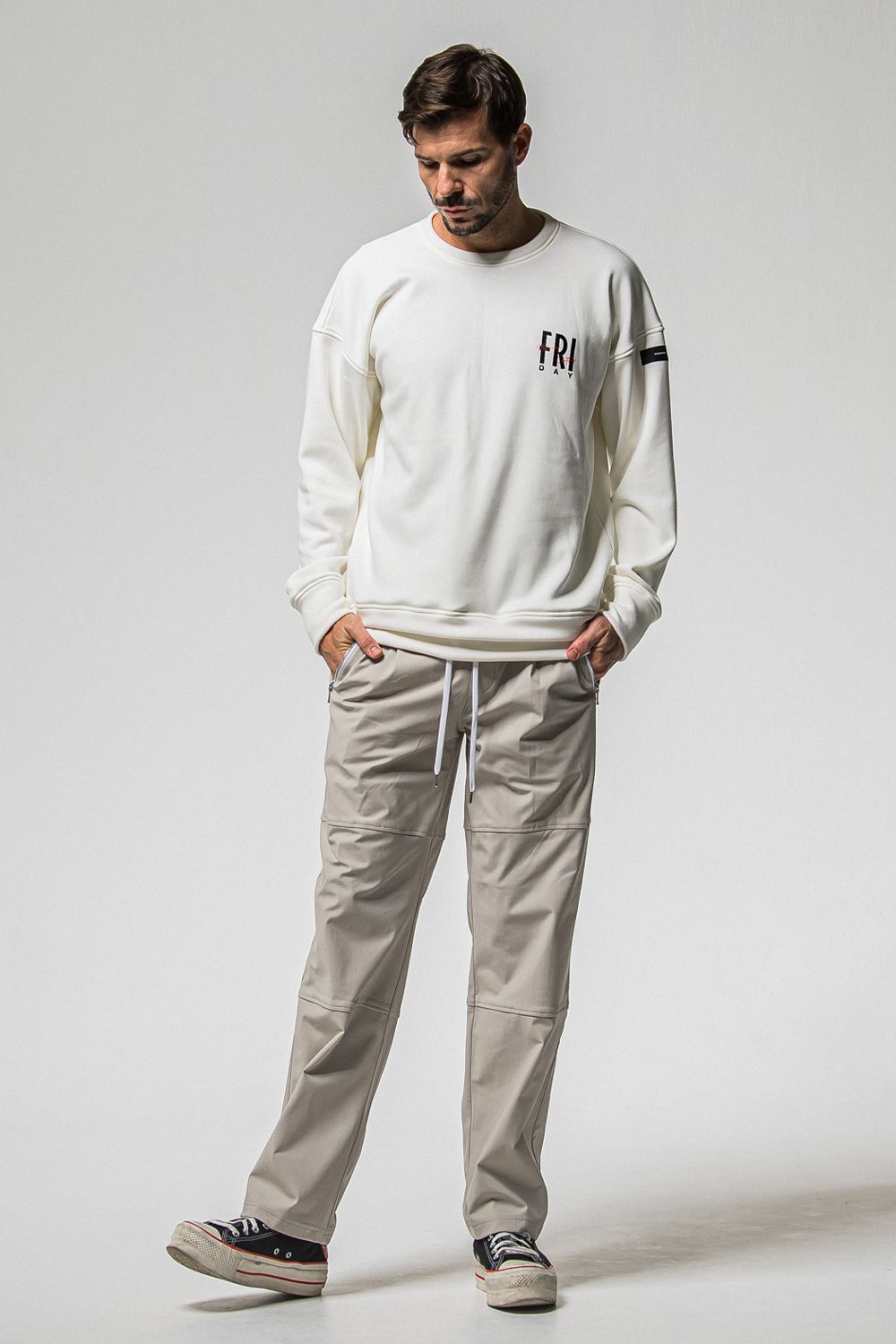 FRIDAY STANDARD LOGO VELOURS FLEECE TRINER / FRIDAYコラボ スタンダードロゴ 裏ベロアフリーストレーナー