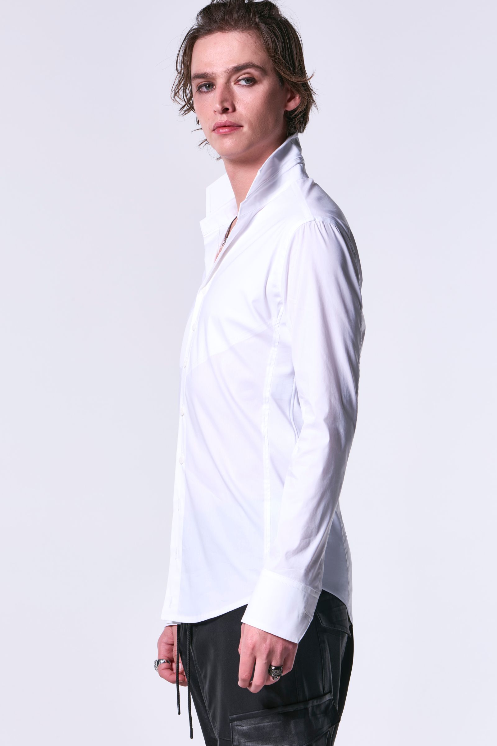 Loan Stand Collar Side Rib Shirt / ローン スタンドカラーサイドリブシャツ