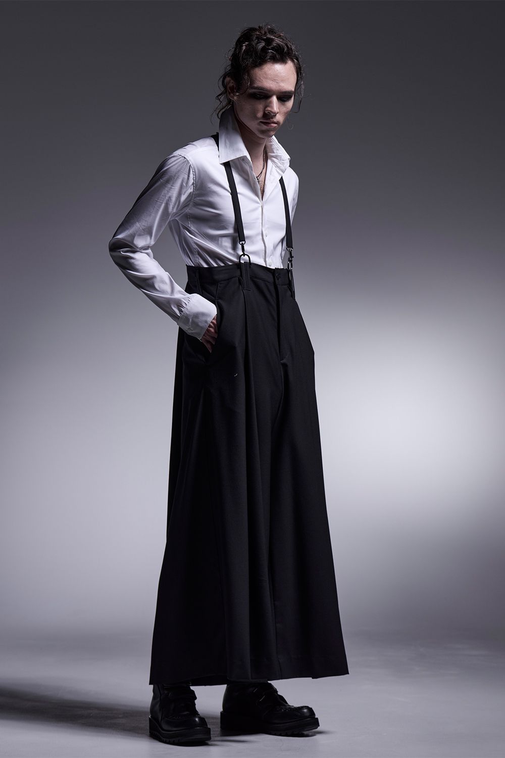 TWS Tropical Suspender Wide Tuck Slacks / TWSトロピカル サスペンダー ワイドタックスラックス