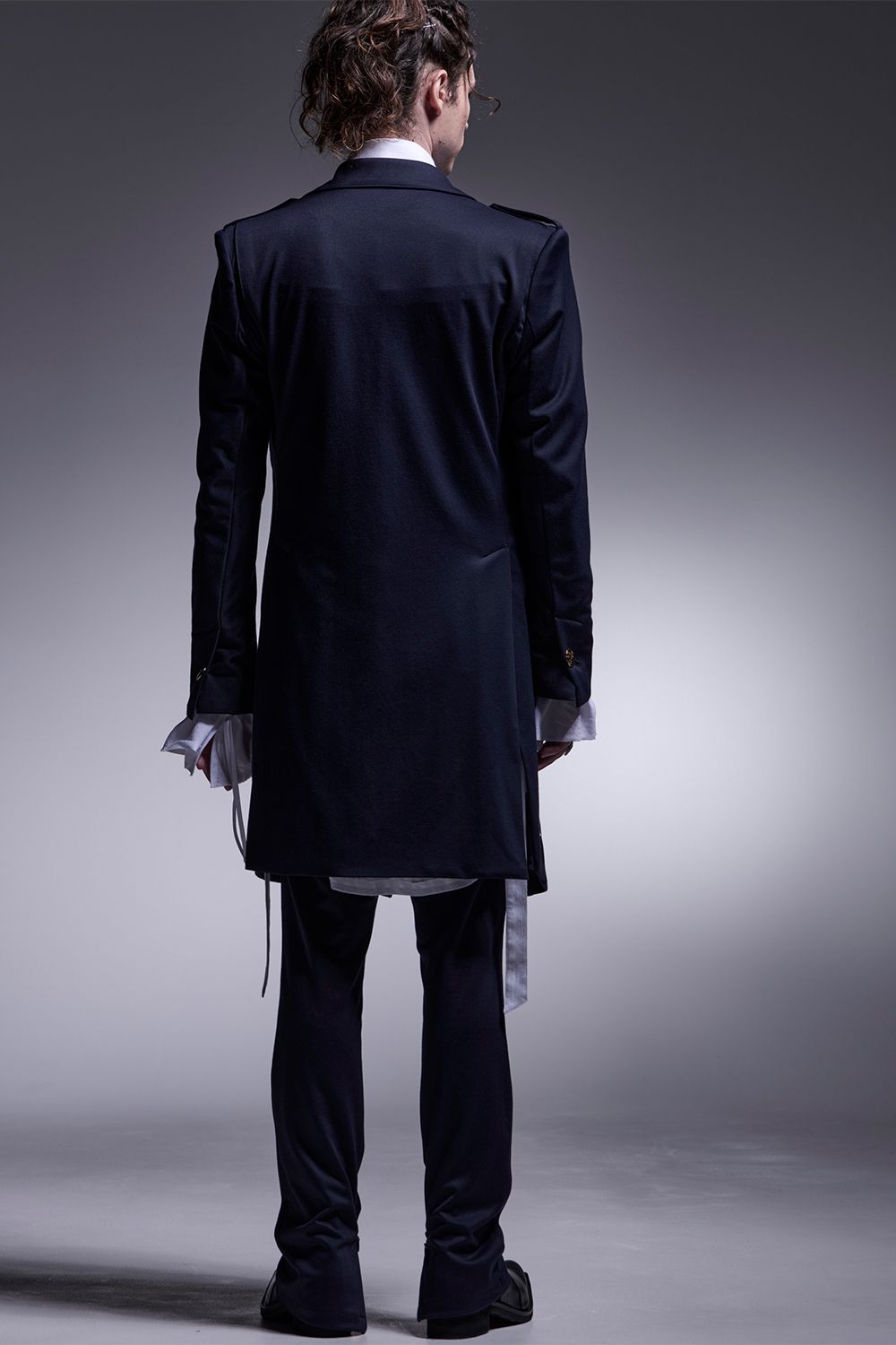 Kersey Jersey Epaulet Peaked Long Jacket / カルゼジャージー  エポーレットロングジャケット