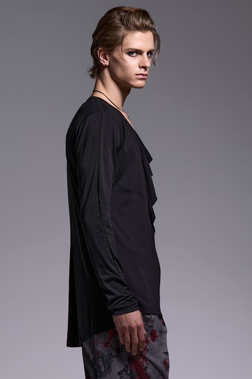 BEATENJIKU W-Frill-V-Neck-T / ベア天竺 Wフリル VネックTシャツ