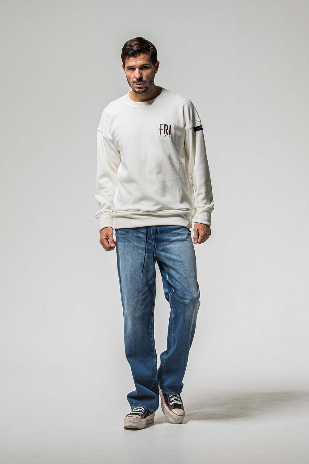 FRIDAY STANDARD LOGO VELOURS FLEECE TRAINER / フライデー スタンダードロゴ ベロア フリース トレーナー