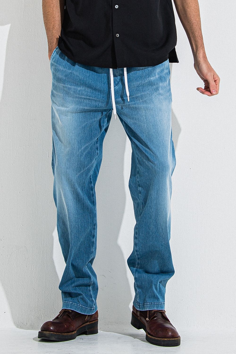 DENIM JERSEY WIDE PT / デニム ジャージ ワイド パンツ