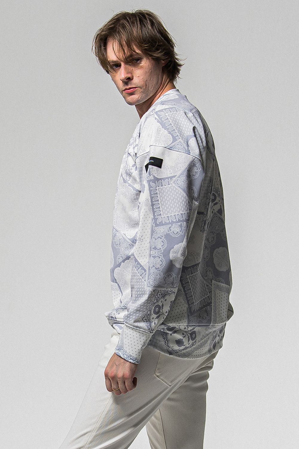 PAISLEY BACK FLEECE DROP TRAINER / 裏起毛 ペイズリー柄 ルーズトレーナー