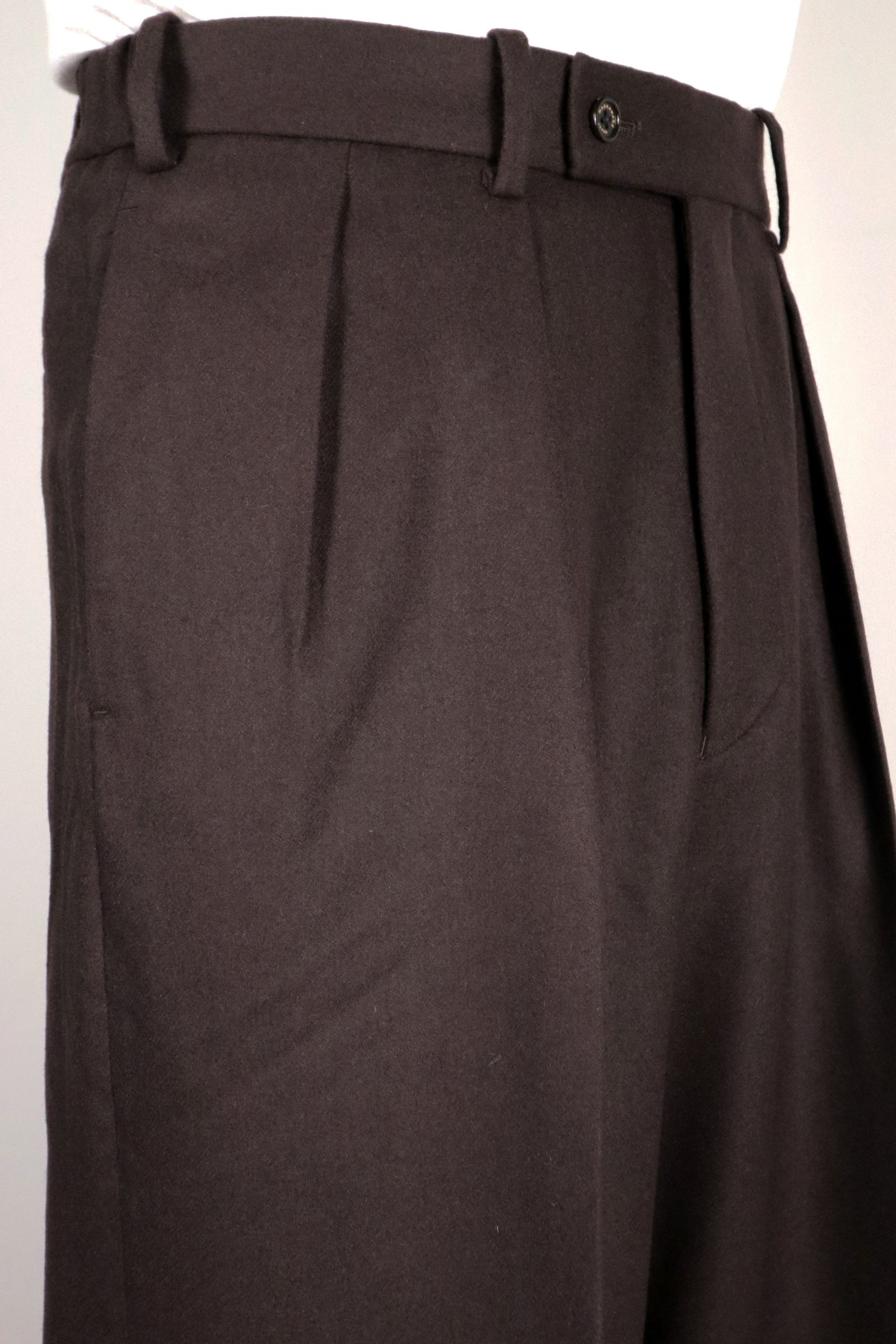 ORGANIC WOOL FLANNEL DOUBLE PLEATED TROUSERS / オーガニック ウール フランネル ダブルプリーテッド トラウザーズ