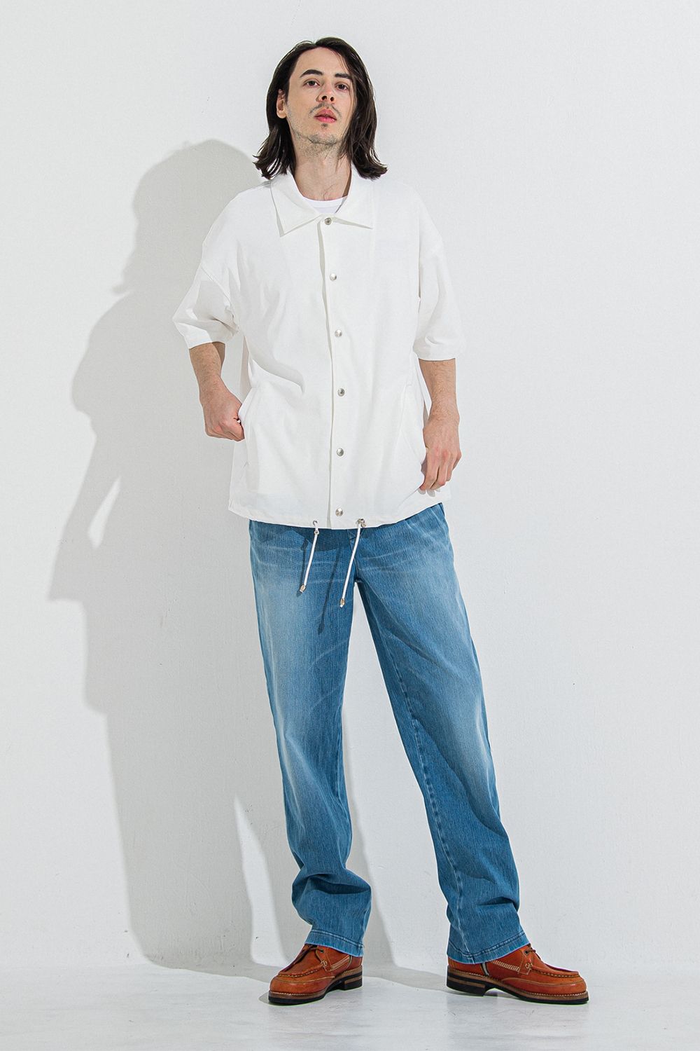 DENIM JERSEY WIDE PT / デニム ジャージ ワイド パンツ
